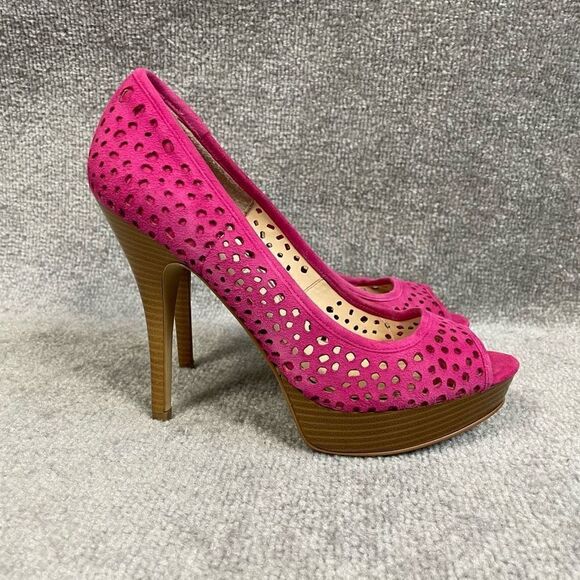 Enzo Angiolini Women’s 8M 5 inch Platform Stilettos Heels Perforated Pink Open - Picture 4 of 8